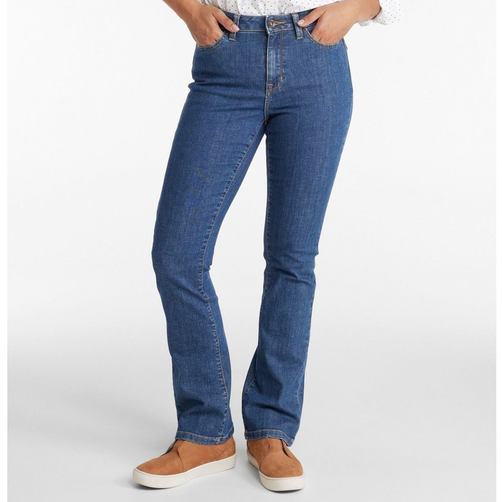 L.L.Bean True Shape High Rise Bootcut Jeans Medium Wash Womens 8